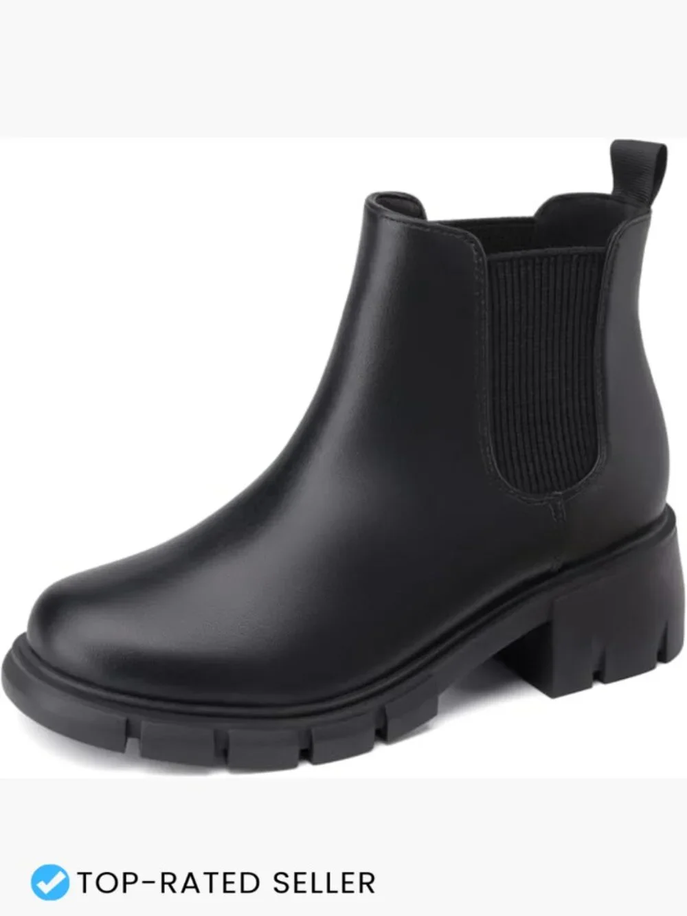 Girls Chelsea Boots Slip On Lug Sole Ankle Booties Comfortable Chunky Heel